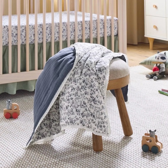 Reversible Woodland Muslin Baby Blanket Bear Deer - Hearth & Hand with Magnolia - Picture 2 of 3